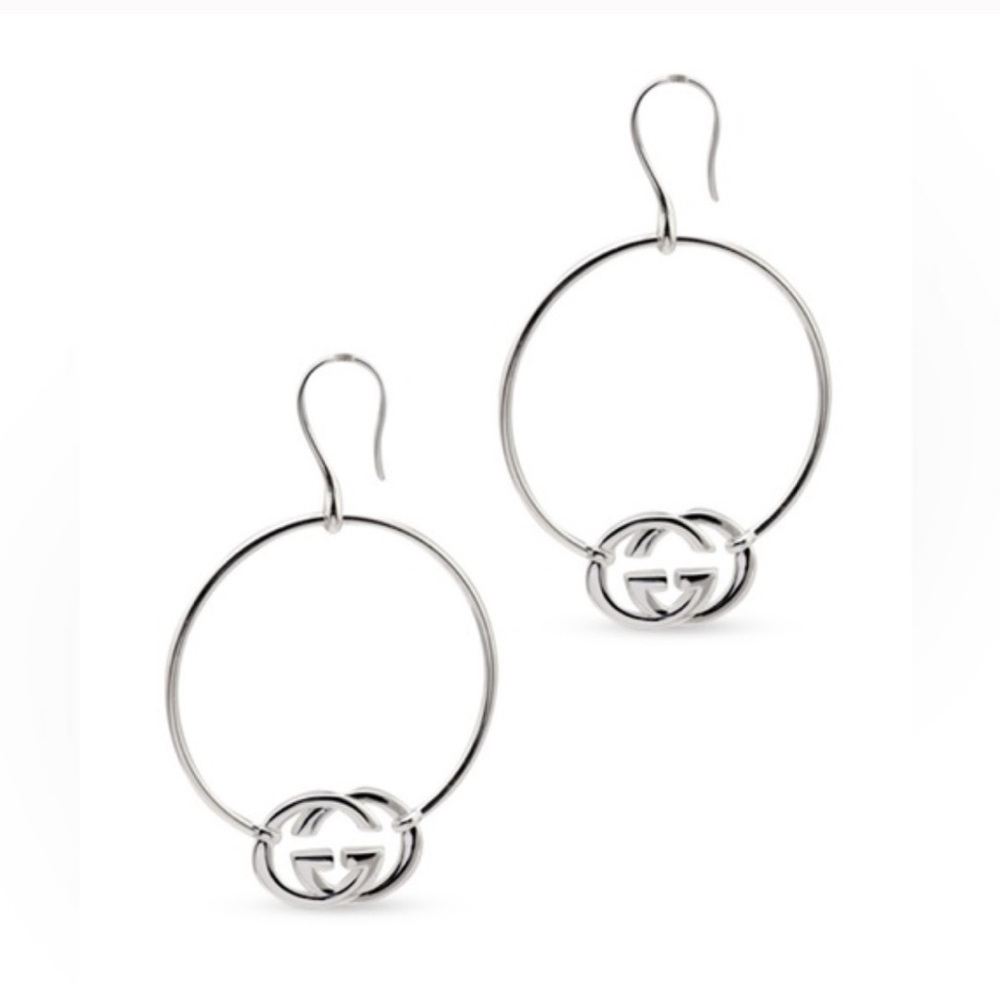 Gucci Britt GG Silver Hoop Earrings